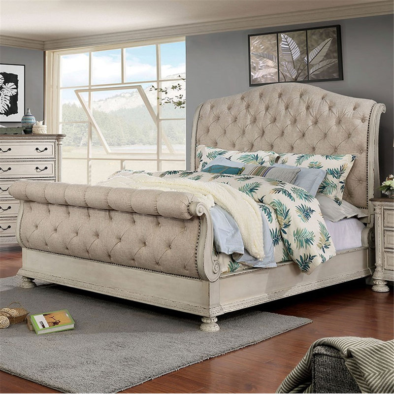 One Allium Way® Faucett Tufted Upholstered Low Profile Sleigh Bed Wayfair